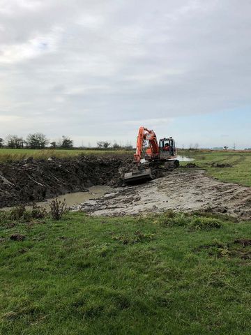 Bagger auf Wiese